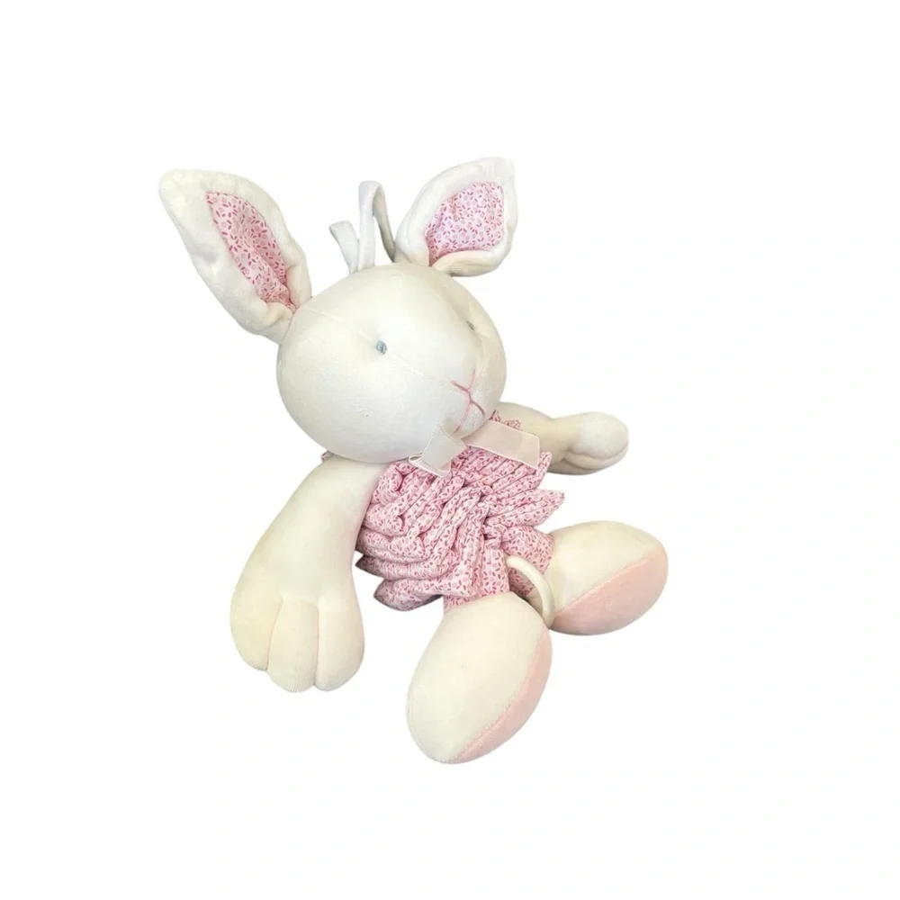 VTG Carter’s Pink Musical Bunny Rabbit Pull Crib Toy Plush #62513